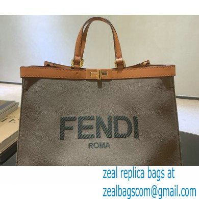 Fendi Medium Peekaboo X-Tote Shopper Bag Dark Green Canvas 2020