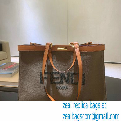 Fendi Medium Peekaboo X-Tote Shopper Bag Dark Green Canvas 2020