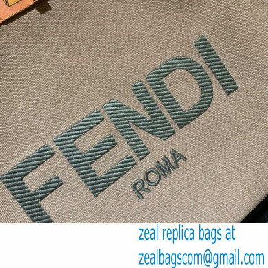 Fendi Medium Peekaboo X-Tote Shopper Bag Dark Green Canvas 2020