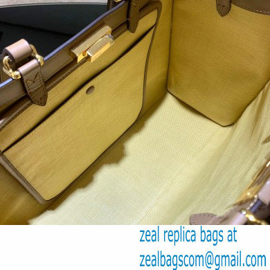 Fendi Medium Peekaboo X-Tote Shopper Bag FF Beige Raffia Canvas 2020 - Click Image to Close