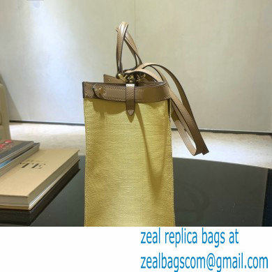 Fendi Medium Peekaboo X-Tote Shopper Bag FF Beige Raffia Canvas 2020 - Click Image to Close