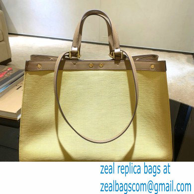 Fendi Medium Peekaboo X-Tote Shopper Bag FF Beige Raffia Canvas 2020 - Click Image to Close