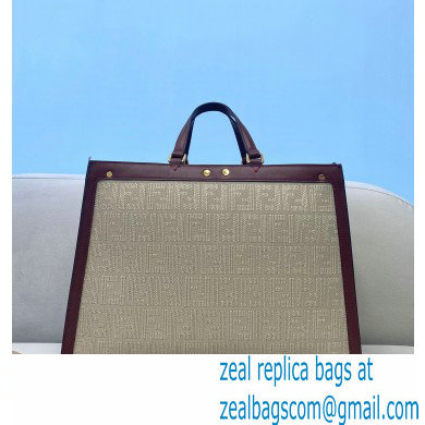 Fendi Medium Peekaboo X-Tote Shopper Bag FF Embroidered Canvas Burgundy 2021