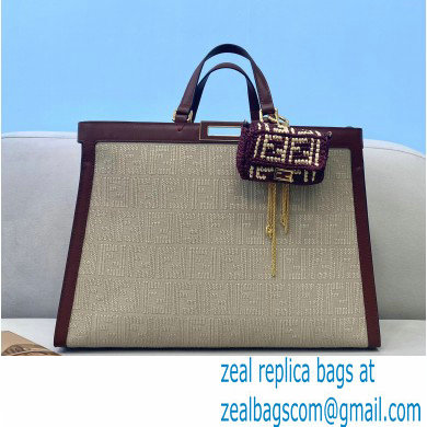 Fendi Medium Peekaboo X-Tote Shopper Bag FF Embroidered Canvas Burgundy 2021