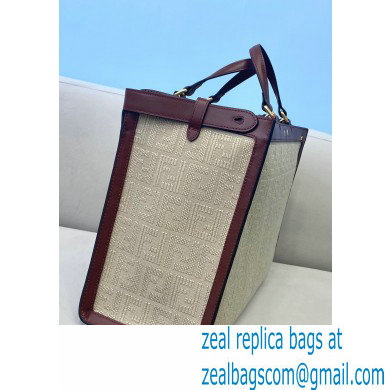 Fendi Medium Peekaboo X-Tote Shopper Bag FF Embroidered Canvas Burgundy 2021