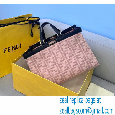 Fendi Medium Peekaboo X-Tote Shopper Bag FF Embroidered Pink Canvas 2020