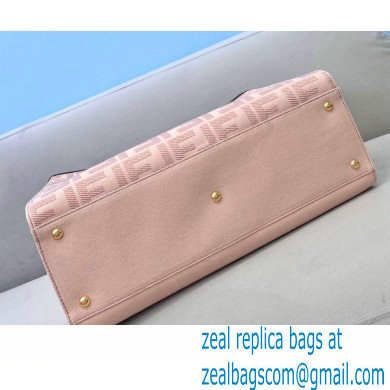 Fendi Medium Peekaboo X-Tote Shopper Bag FF Embroidered Pink Canvas 2020