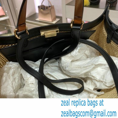 Fendi Medium Peekaboo X-Tote Shopper Bag Natural Raffia 2020