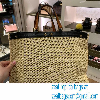 Fendi Medium Peekaboo X-Tote Shopper Bag Natural Raffia 2020