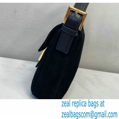 Fendi Vintage Suede Baguette Shoulder Bag Black 2021