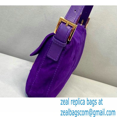 Fendi Vintage Suede Baguette Shoulder Bag Purple 2021