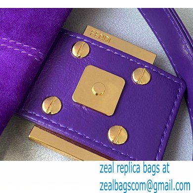 Fendi Vintage Suede Baguette Shoulder Bag Purple 2021