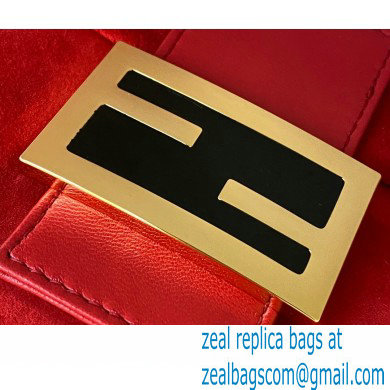 Fendi Vintage Suede Baguette Shoulder Bag Red 2021