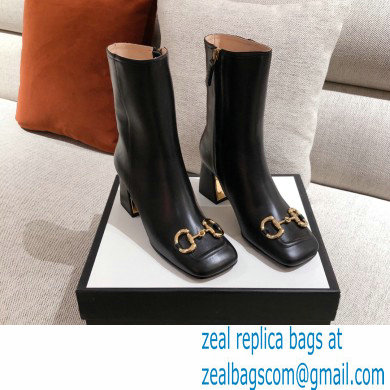 Gucci Leather Ankle Boot with Horsebit 643893 Black 2021