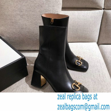 Gucci Leather Ankle Boot with Horsebit 643893 Black 2021