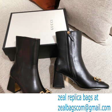 Gucci Leather Ankle Boot with Horsebit 643893 Black 2021