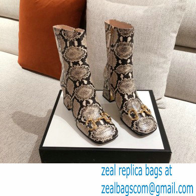 Gucci Leather Ankle Boot with Horsebit 643893 Snake Print 2021