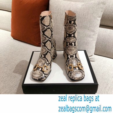 Gucci Leather Ankle Boot with Horsebit 643893 Snake Print 2021