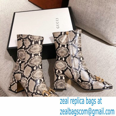 Gucci Leather Ankle Boot with Horsebit 643893 Snake Print 2021