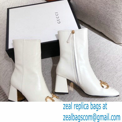 Gucci Leather Ankle Boot with Horsebit 643893 White 2021