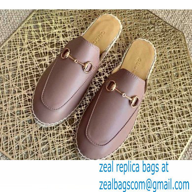 Gucci Leather Horsebit Espadrilles Slippers Dusty Pink 2021