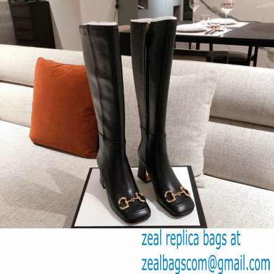 Gucci Leather Knee-high Boot with Horsebit 643889 Black 2021 - Click Image to Close