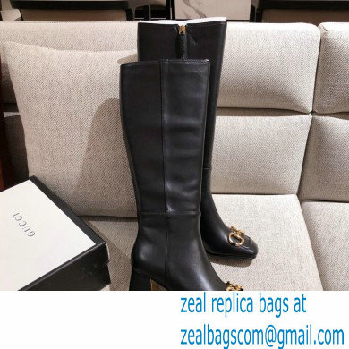 Gucci Leather Knee-high Boot with Horsebit 643889 Black 2021