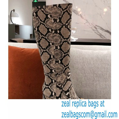 Gucci Leather Knee-high Boot with Horsebit 643889 Snake Print 2021