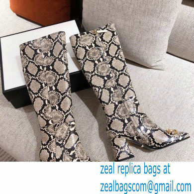 Gucci Leather Knee-high Boot with Horsebit 643889 Snake Print 2021 - Click Image to Close