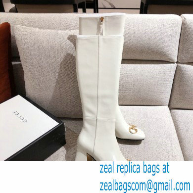 Gucci Leather Knee-high Boot with Horsebit 643889 White 2021