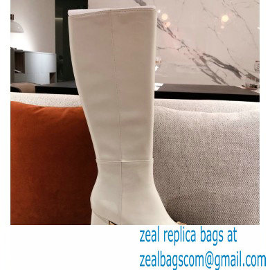 Gucci Leather Knee-high Boot with Horsebit 643889 White 2021