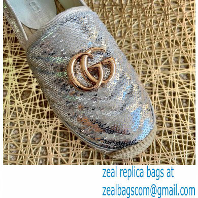 Gucci Sequins GG Matelasse Espadrilles Silver 2021