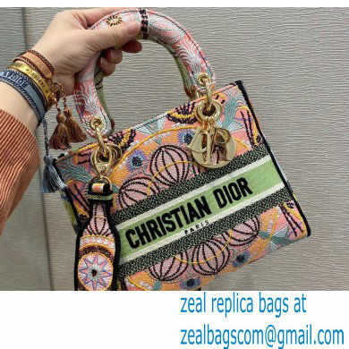Lady Dior Medium D-Lite Bag in Multicolor Lights Embroidery 2021 - Click Image to Close