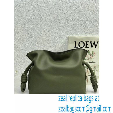 Loewe Medium Flamenco Clutch Bag in Nappa Calfskin Army Green