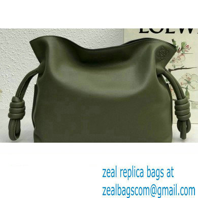 Loewe Medium Flamenco Clutch Bag in Nappa Calfskin Army Green