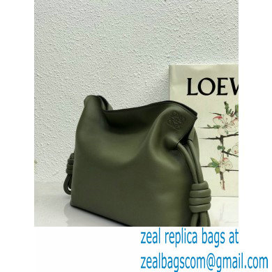 Loewe Medium Flamenco Clutch Bag in Nappa Calfskin Army Green