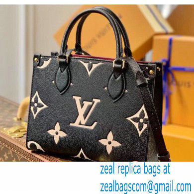 Louis Vuitton Bicolor Onthego PM Bag Monogram Empreinte Leather M45659 Black 2021 - Click Image to Close