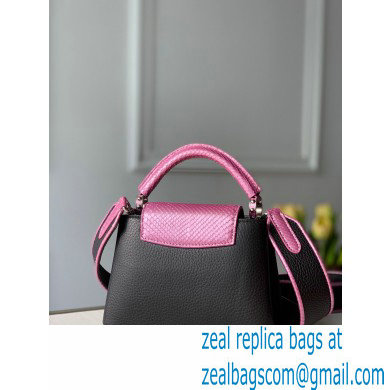 Louis Vuitton Capucines Mini Bag Python Handle N97962 Black/Pink