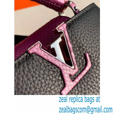 Louis Vuitton Capucines Mini Bag Python Handle N97962 Black/Pink