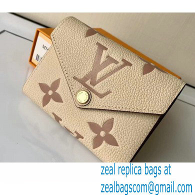 Louis Vuitton Monogram Empreinte Leather Victorine Wallet M80086 Cream/Bois de Rose Pink 2021 - Click Image to Close