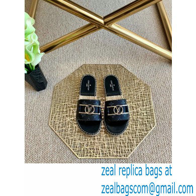 Louis Vuitton Monogram LV Dauphine Espadrilles Slipper Sandals Black 2021 - Click Image to Close