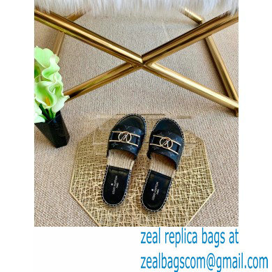 Louis Vuitton Monogram LV Dauphine Espadrilles Slipper Sandals Black 2021 - Click Image to Close