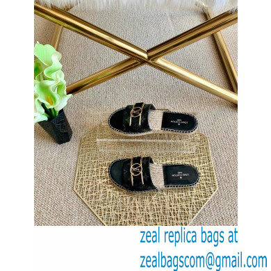 Louis Vuitton Monogram LV Dauphine Espadrilles Slipper Sandals Black 2021 - Click Image to Close