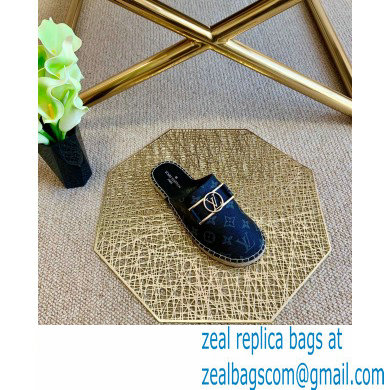 Louis Vuitton Monogram LV Dauphine Espadrilles Slippers Black 2021 - Click Image to Close