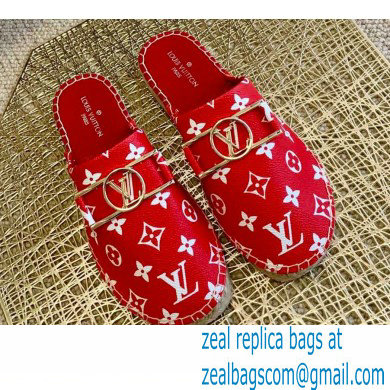 Louis Vuitton Monogram LV Dauphine Espadrilles Slippers Red 2021 - Click Image to Close