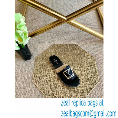 Louis Vuitton Monogram LV Square Espadrilles Slipper Sandals Black 2021 - Click Image to Close