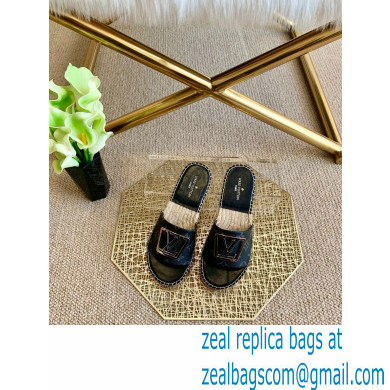 Louis Vuitton Monogram LV Square Espadrilles Slipper Sandals Black 2021