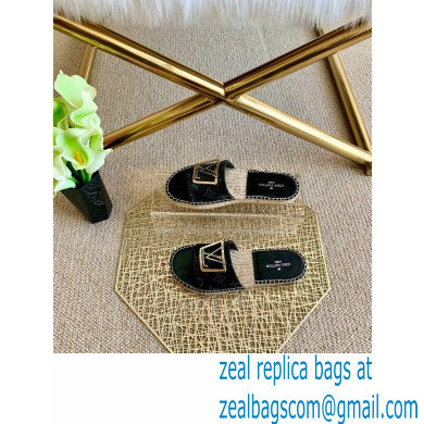 Louis Vuitton Monogram LV Square Espadrilles Slipper Sandals Black 2021