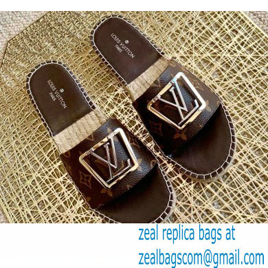 Louis Vuitton Monogram LV Square Espadrilles Slipper Sandals Coffee 2021 - Click Image to Close