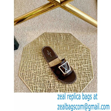 Louis Vuitton Monogram LV Square Espadrilles Slipper Sandals Coffee 2021 - Click Image to Close